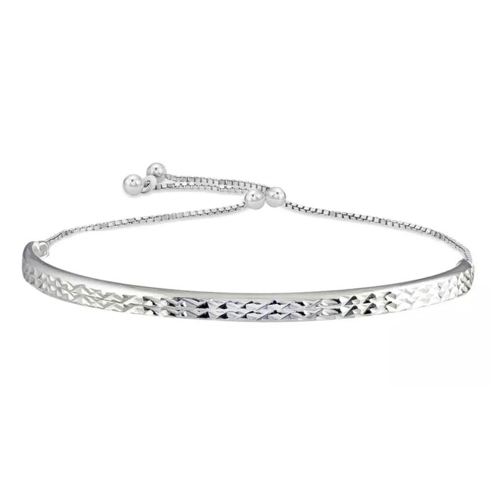 Italian Solid Sterling Silver Adjustable Bangle Bracelet - A-1 Thread Vault