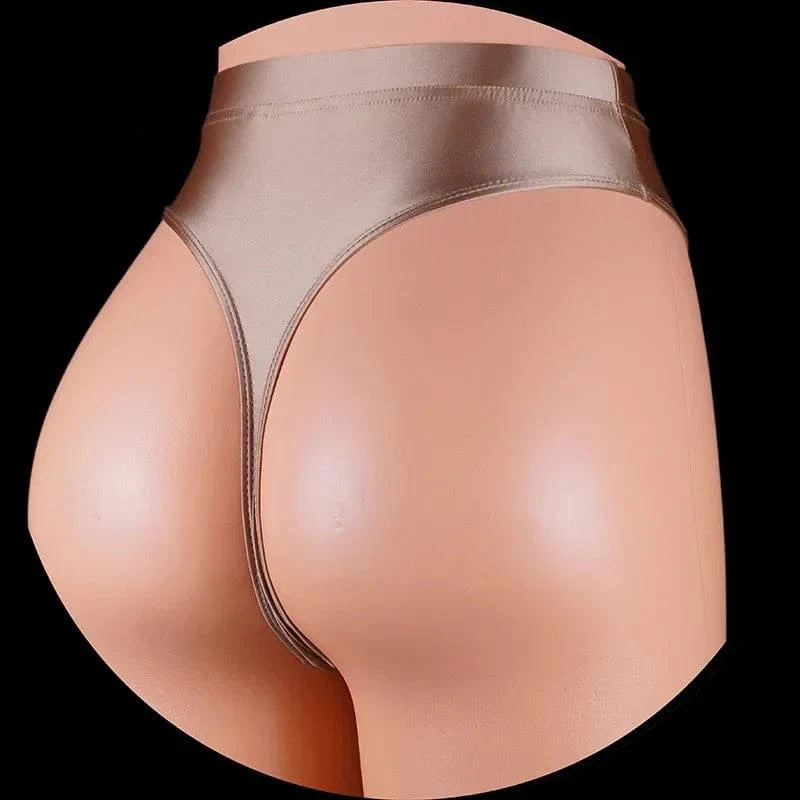 Japan Style Women Sexy thongs Shiny Smooth High Waist G-string Sexy T-Back lingerie Thong UnderWear Satin Glossy Femme Tight - A-1 Thread Vault