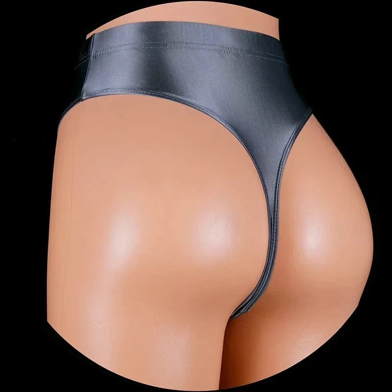 Japan Style Women Sexy thongs Shiny Smooth High Waist G-string Sexy T-Back lingerie Thong UnderWear Satin Glossy Femme Tight - A-1 Thread Vault