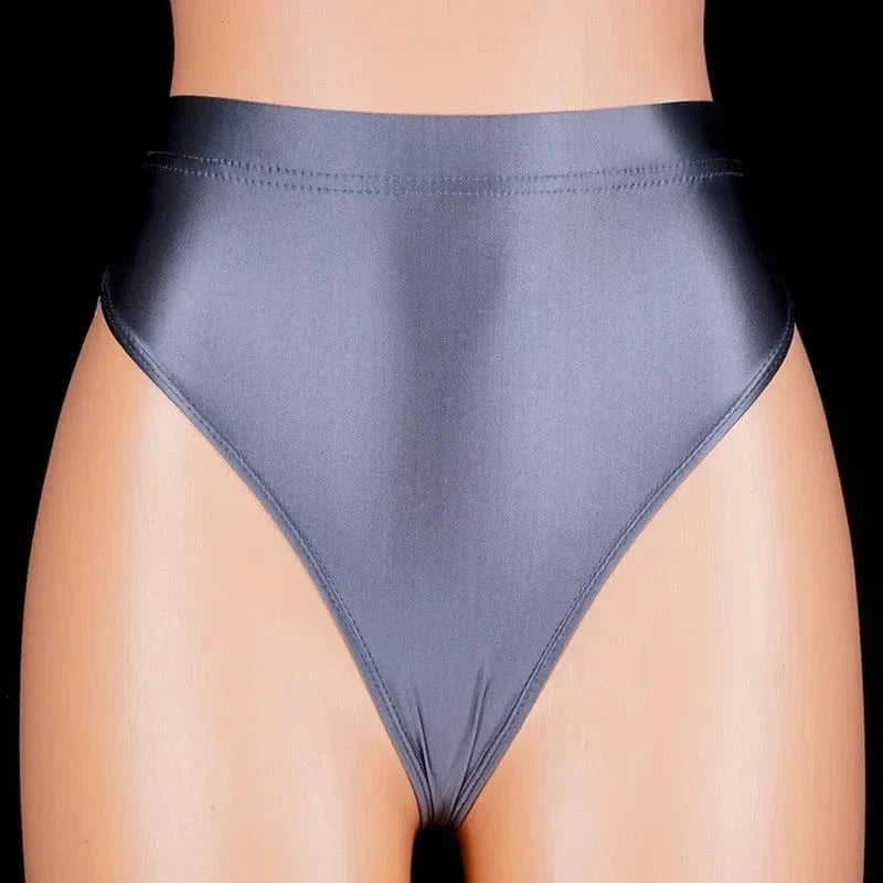 Japan Style Women Sexy thongs Shiny Smooth High Waist G-string Sexy T-Back lingerie Thong UnderWear Satin Glossy Femme Tight - A-1 Thread Vault