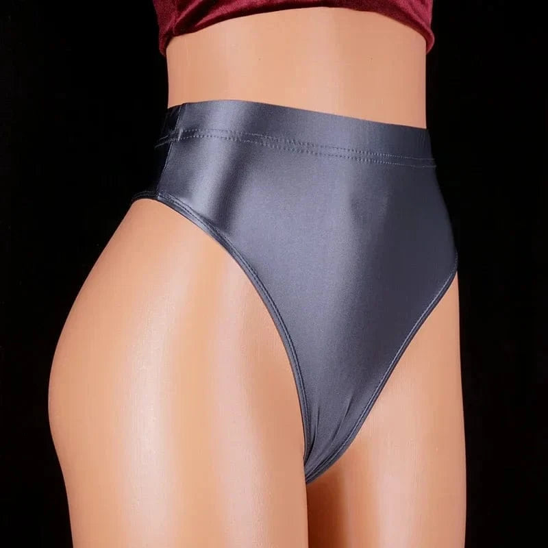 Japan Style Women Sexy thongs Shiny Smooth High Waist G-string Sexy T-Back lingerie Thong UnderWear Satin Glossy Femme Tight - A-1 Thread Vault