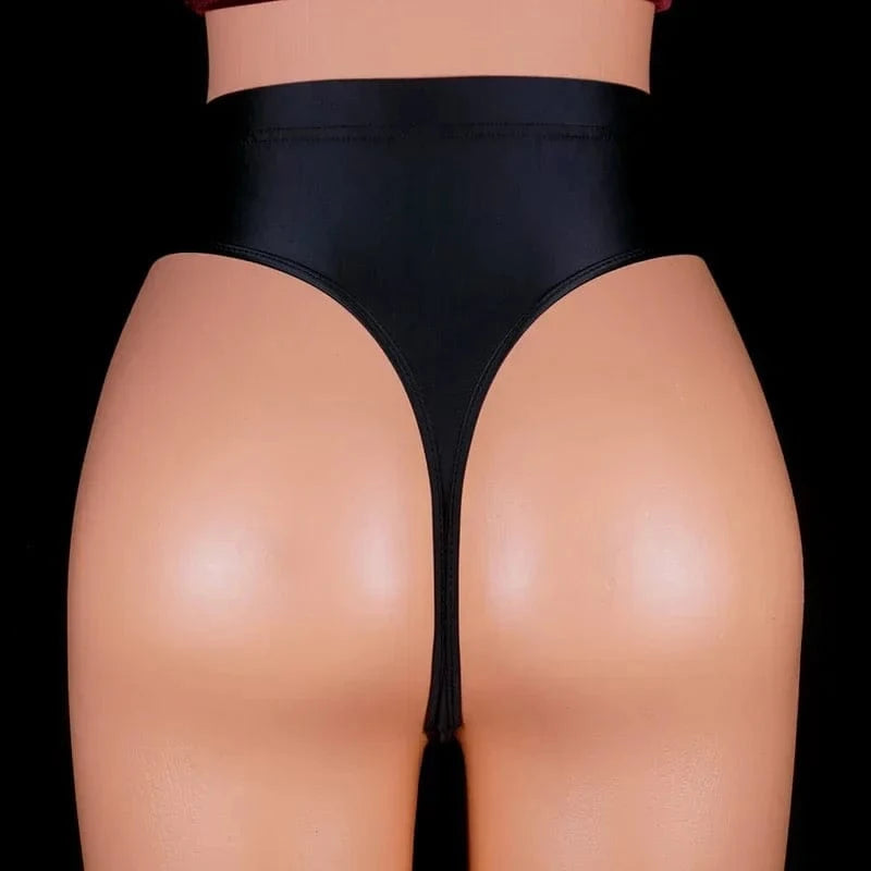 Japan Style Women Sexy thongs Shiny Smooth High Waist G-string Sexy T-Back lingerie Thong UnderWear Satin Glossy Femme Tight - A-1 Thread Vault