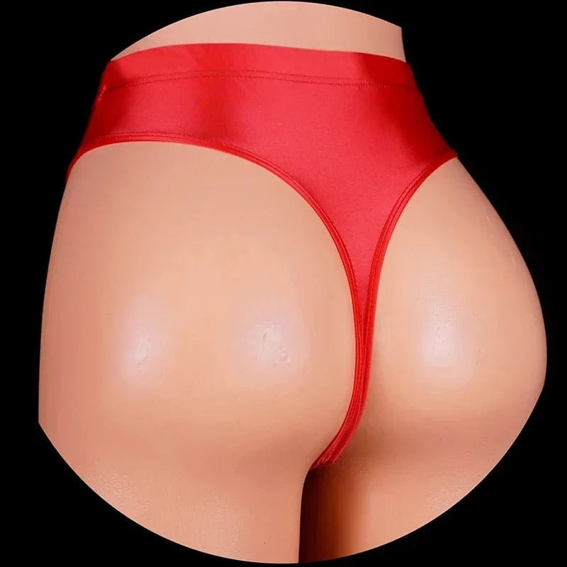 Japan Style Women Sexy thongs Shiny Smooth High Waist G-string Sexy T-Back lingerie Thong UnderWear Satin Glossy Femme Tight - A-1 Thread Vault