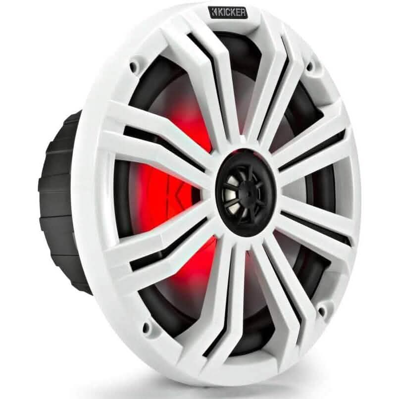 KICKER Pair 45KM84L 8" 600 Watt Marine Boat Waterproof Speakers w/LED's KM8 (Refurbished) - A-1 Thread Vault