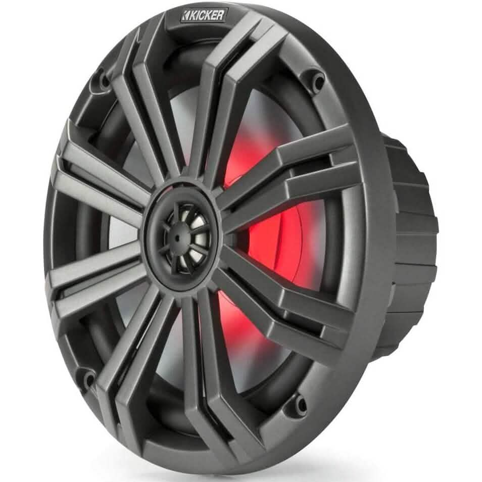 KICKER Pair 45KM84L 8" 600 Watt Marine Boat Waterproof Speakers w/LED's KM8 (Refurbished) - A-1 Thread Vault