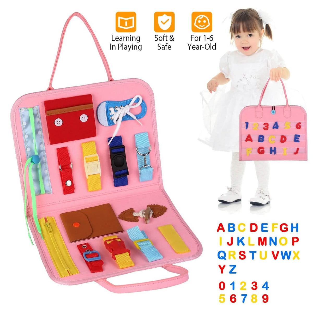 Kids Busy Board Sensory Activity Board Preschool Learning Toys - A-1 Thread Vault