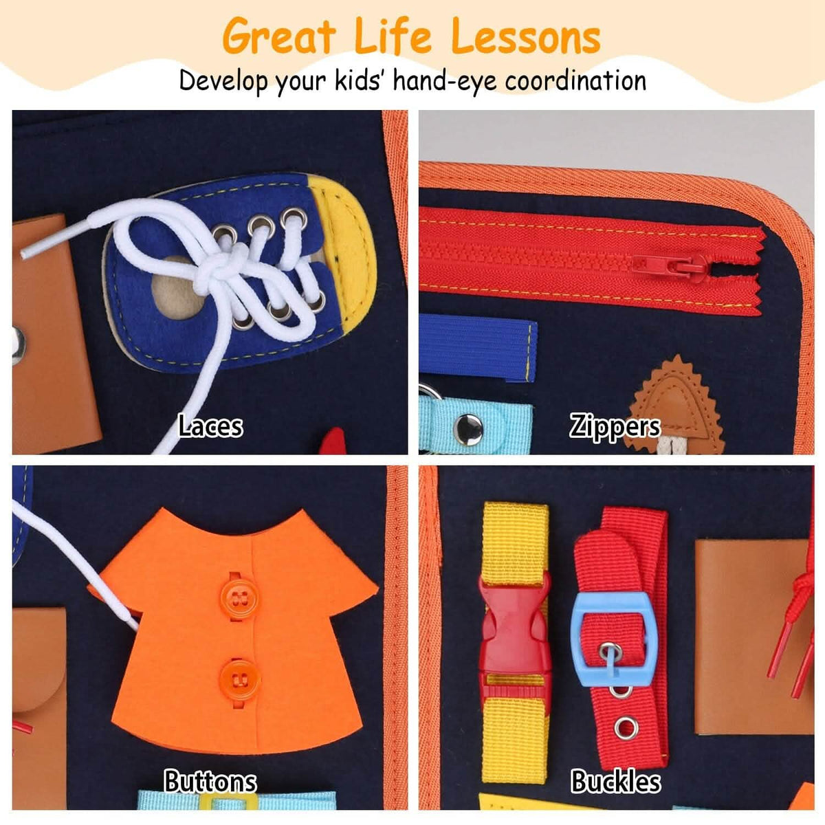 Kids Busy Board Sensory Activity Board Preschool Learning Toys - A-1 Thread Vault