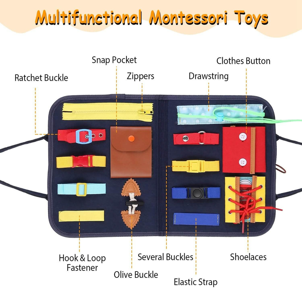 Kids Busy Board Sensory Activity Board Preschool Learning Toys - A-1 Thread Vault