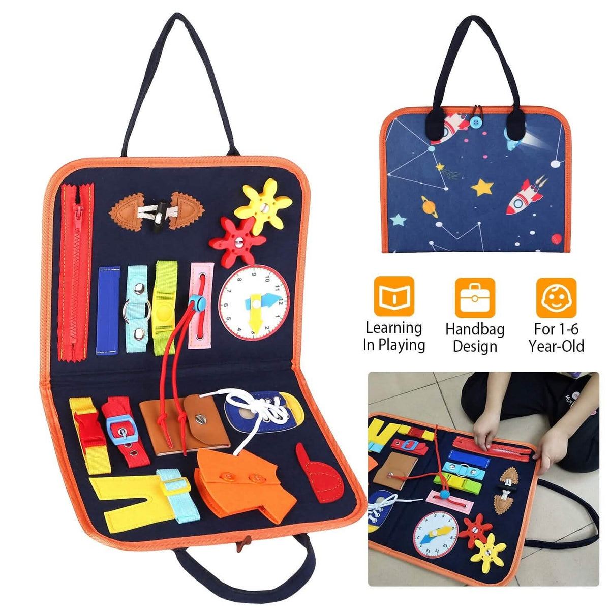Kids Busy Board Sensory Activity Board Preschool Learning Toys - A-1 Thread Vault