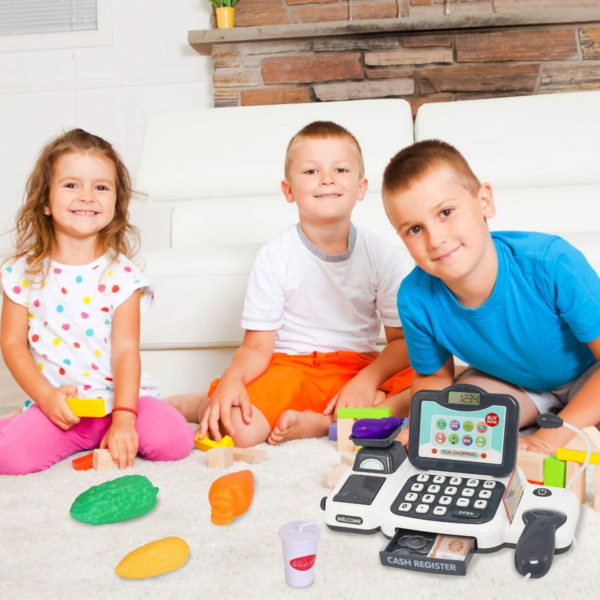 Kids Cash Register Pretend Play Cashier Toy with Scanner Calculator - A-1 Thread Vault