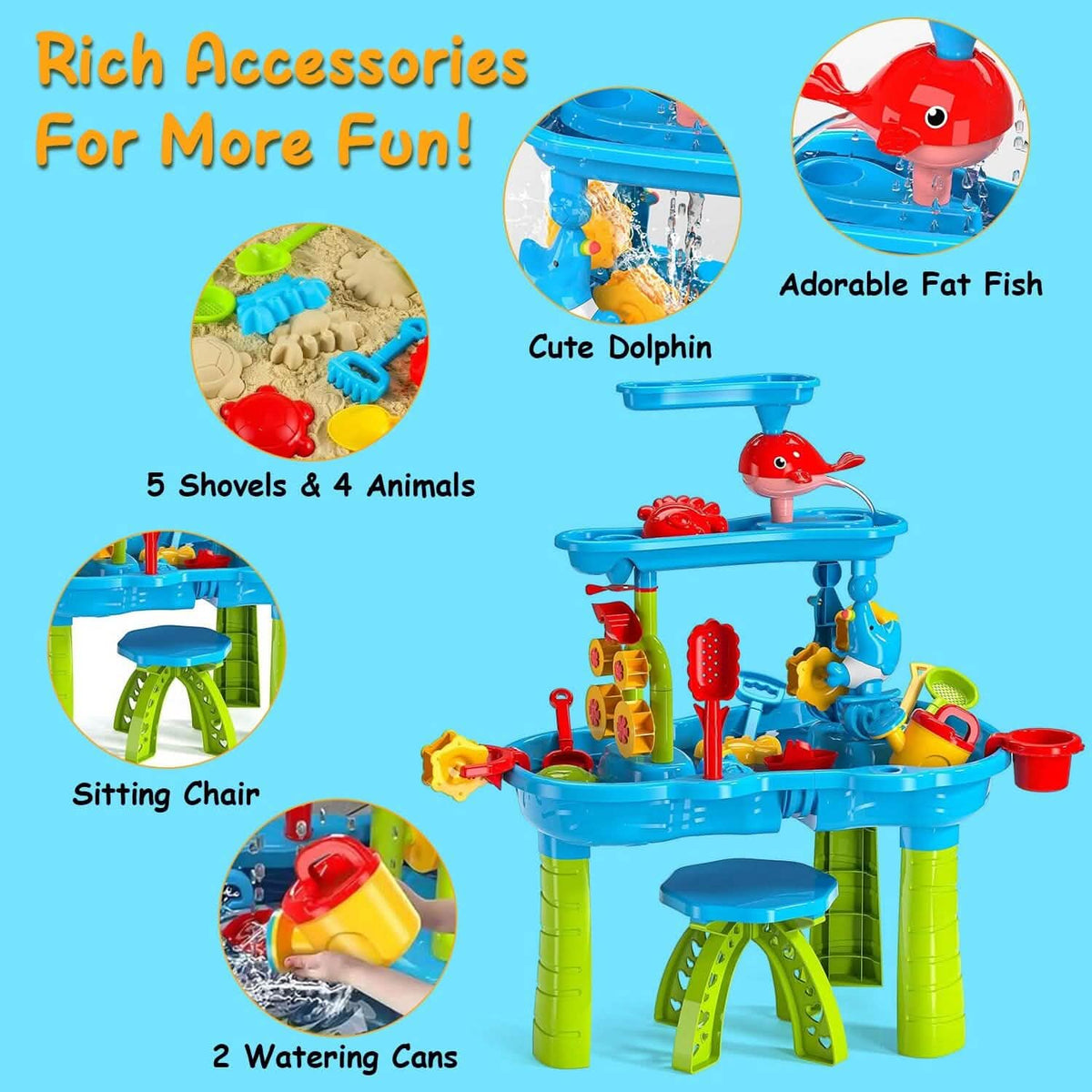 Kids Sand Water Table for 3-6 Years Old Sensory Exercise Friendship Building - A-1 Thread Vault