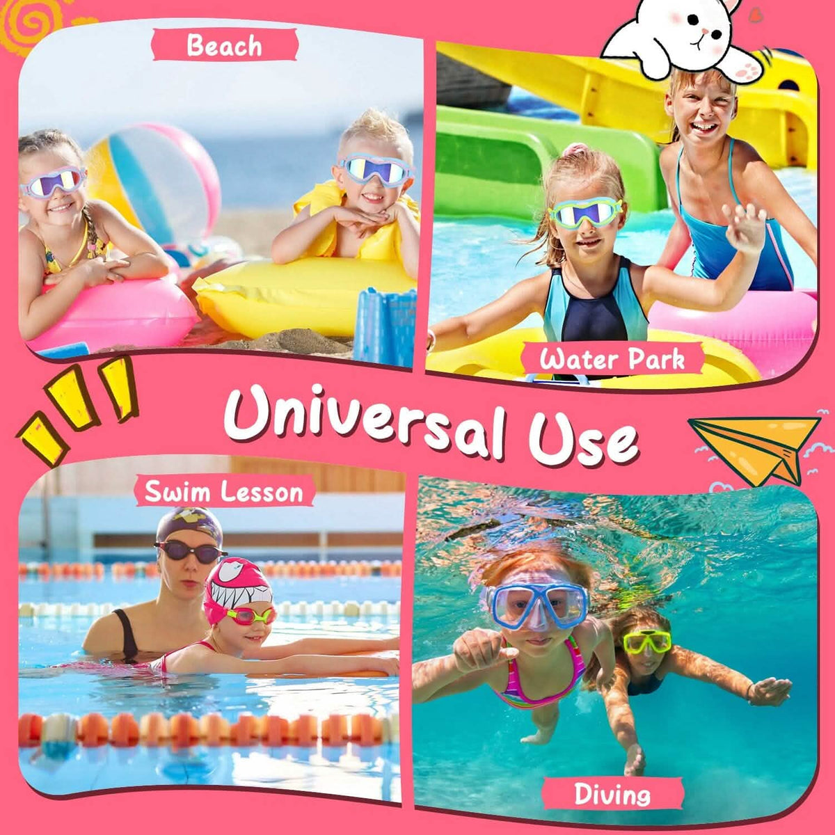 Kids Swim Goggles with Ear Plugs UV Protection Anti-Fog Leak Proof - A-1 Thread Vault