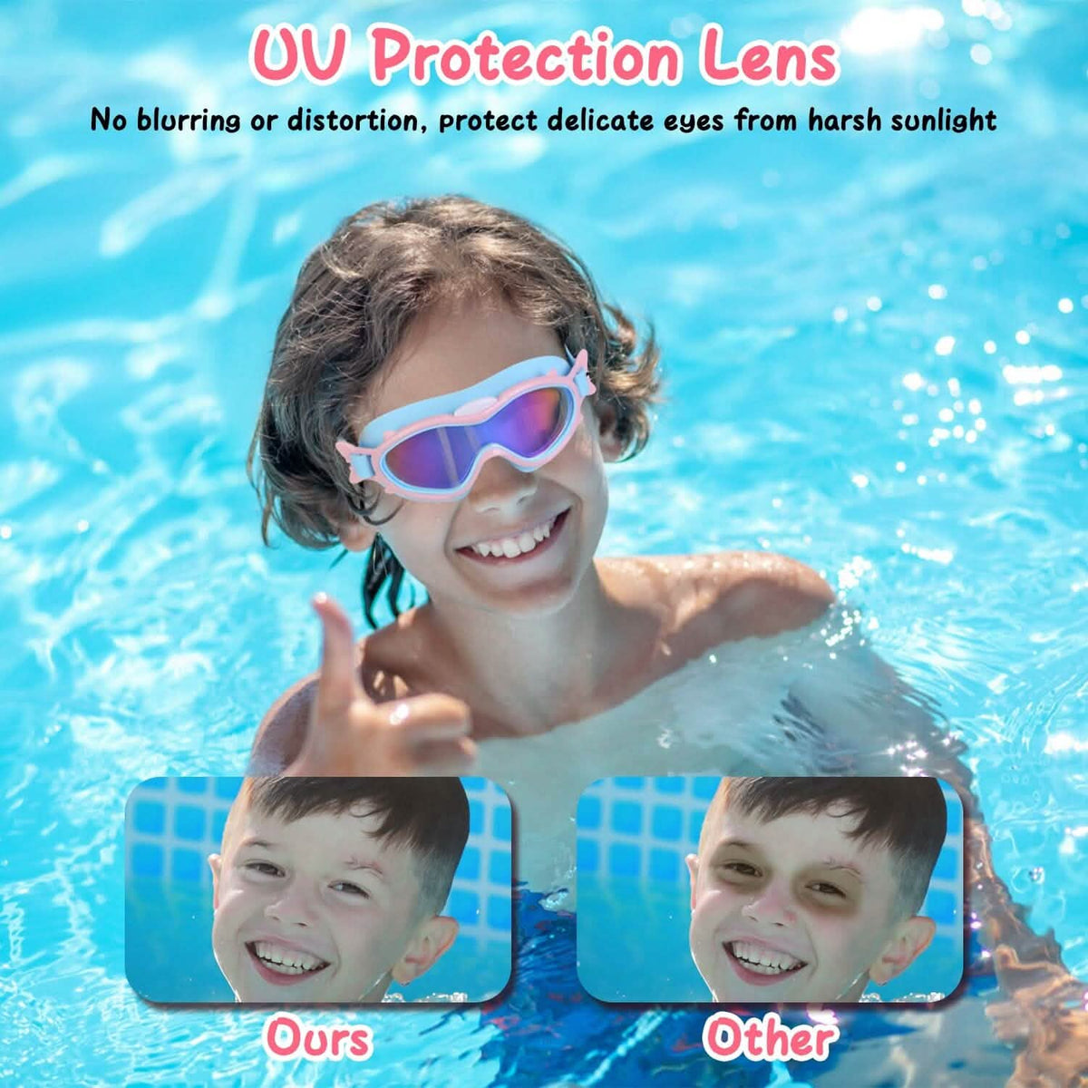 Kids Swim Goggles with Ear Plugs UV Protection Anti-Fog Leak Proof - A-1 Thread Vault