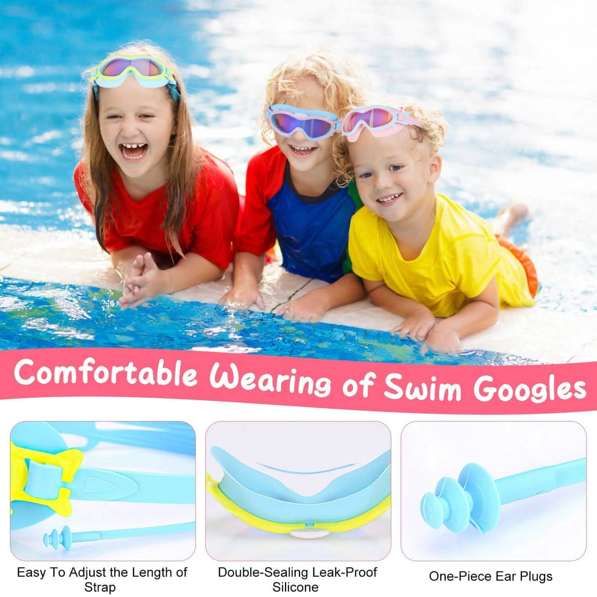 Kids Swim Goggles with Ear Plugs UV Protection Anti-Fog Leak Proof - A-1 Thread Vault