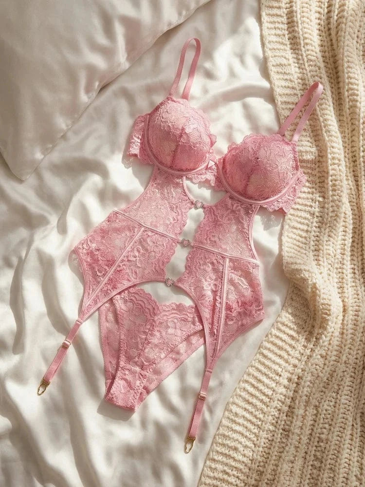 Lace Sexy Lingerie Transparent Hot Underwear Bra Set And Garter Sleepwear Exotic Panties Suit - A-1 Thread Vault