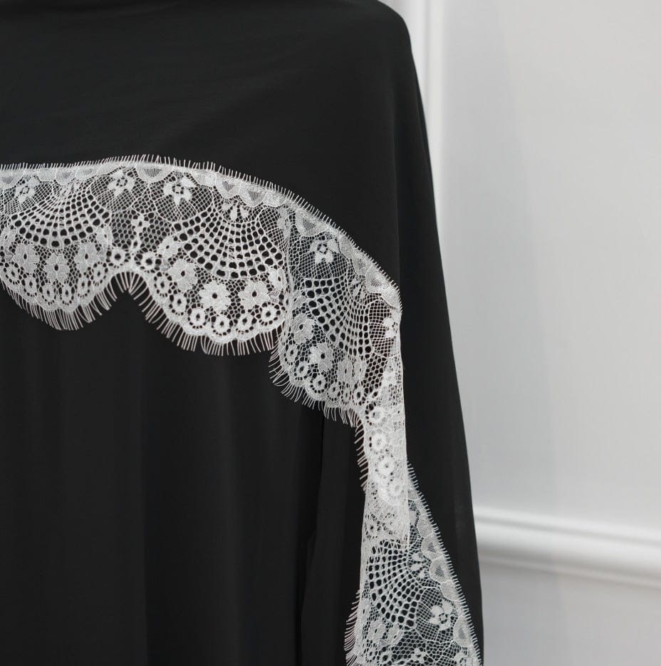 Lace Splice Nida Maxi Dress & Hijab Set(MA444) - A-1 Thread Vault