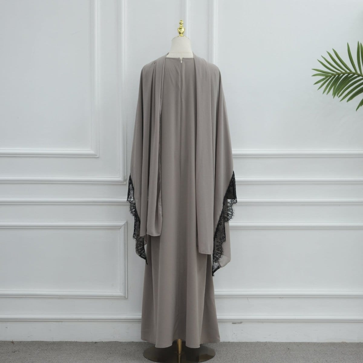 Lace Splice Nida Maxi Dress & Hijab Set(MA444) - A-1 Thread Vault