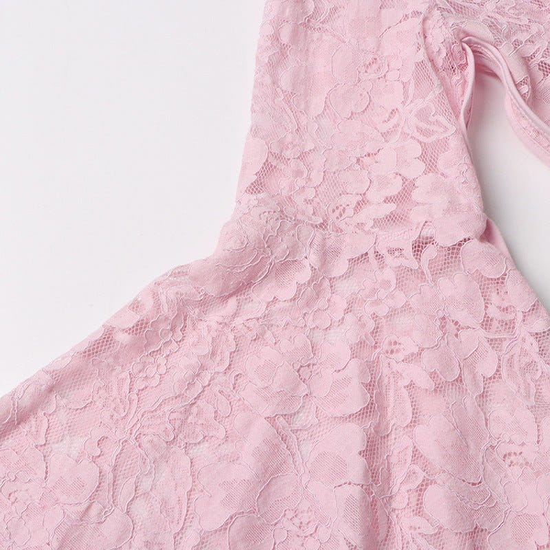 Lace Stand Collar Bell Sleeve Maxi Dress (MS395) - A-1 Thread Vault