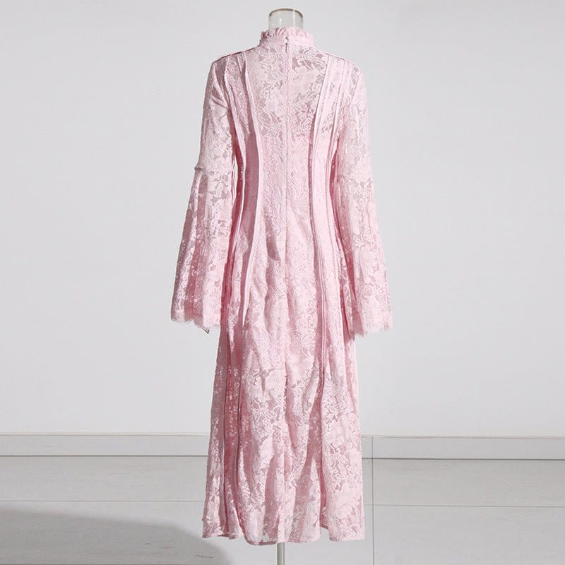 Lace Stand Collar Bell Sleeve Maxi Dress (MS395) - A-1 Thread Vault