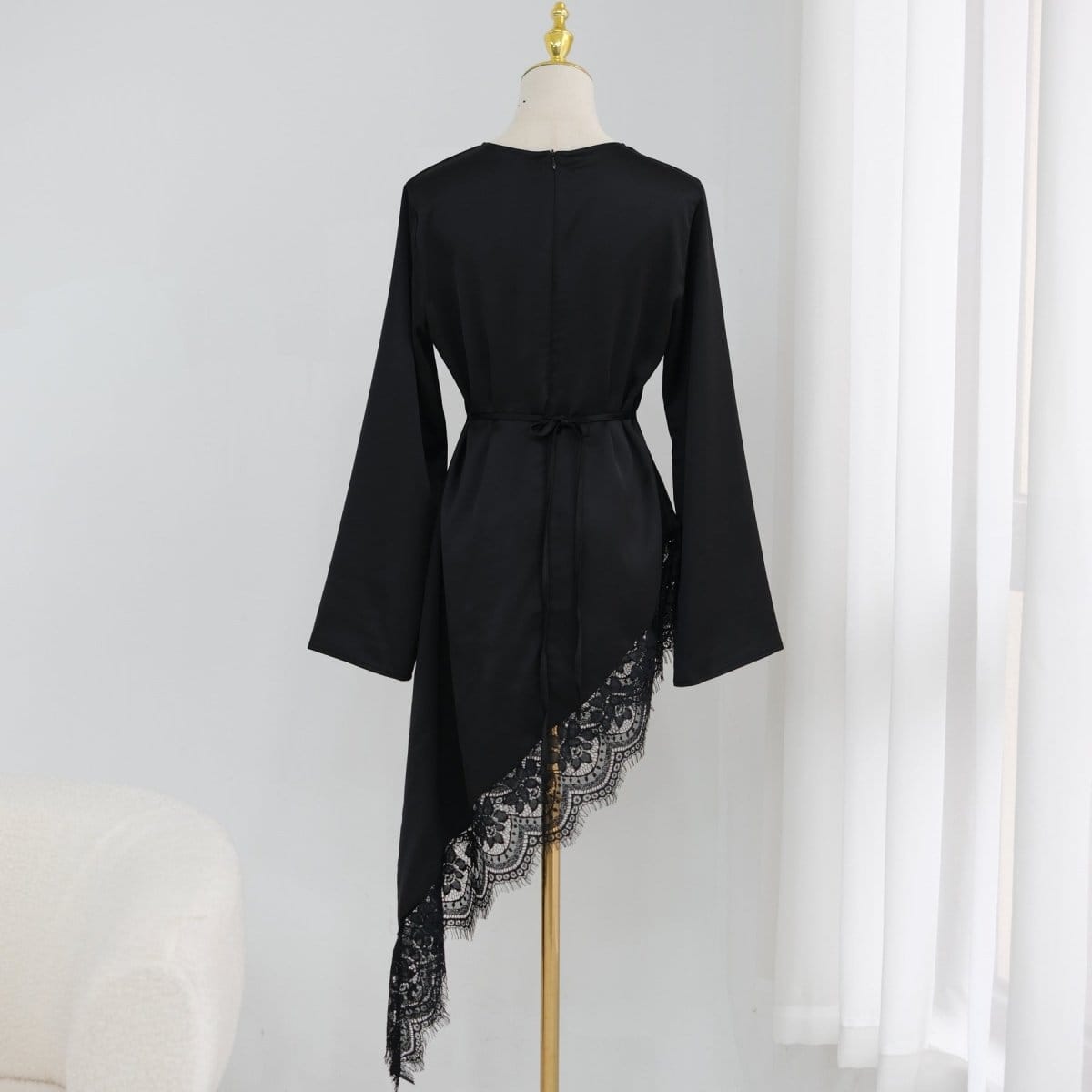 Lace Trim Contrast Panel Satin Top(MS408) - A-1 Thread Vault