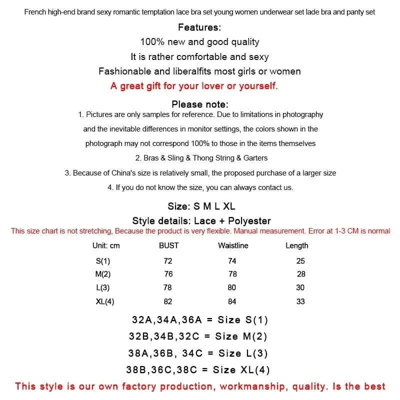 Lace Women Lingerie Set 4 Pcs Sling Open Bra Sexy Wiht Garter Panties Push Up Bra Set Erotic Transparent Underwear Net Stockings - A-1 Thread Vault