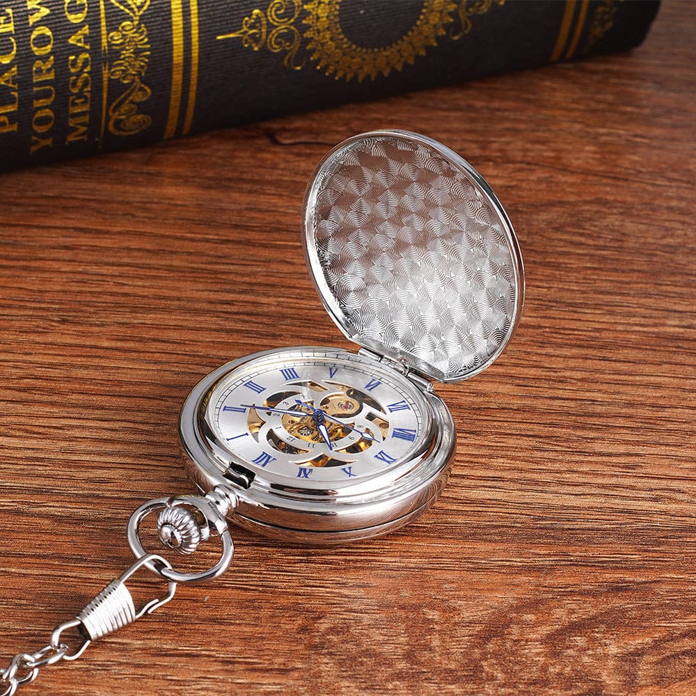 Large Pocket Watch Silver Double-hinged Mechanical - A-1 Thread Vault