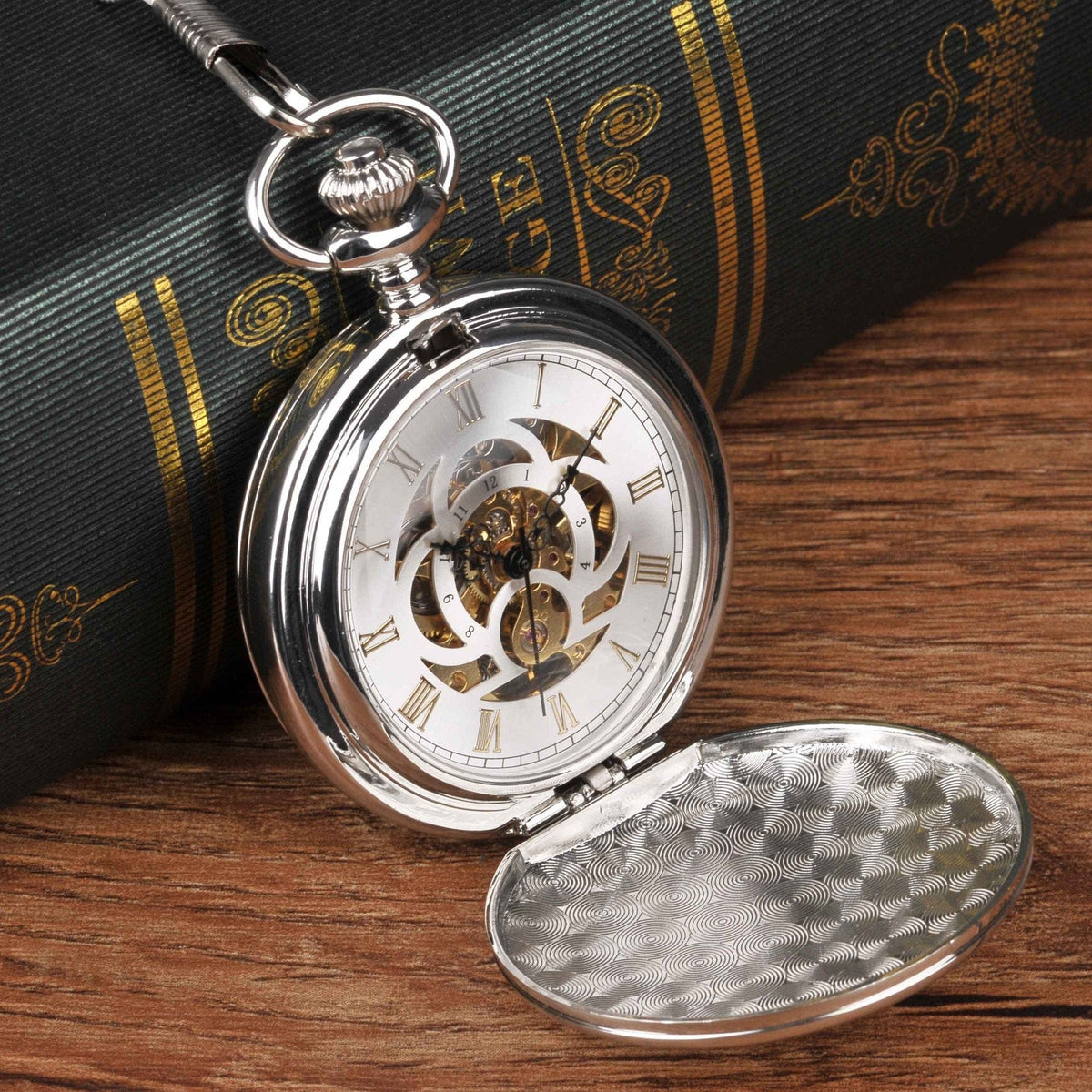 Large Pocket Watch Silver Double-hinged Mechanical - A-1 Thread Vault