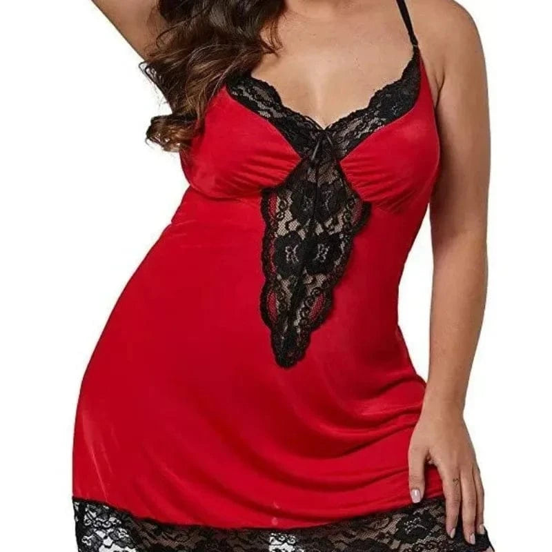 Large Size Spaghetti Straps Nightgown Women Summer Lace Satin Sleepwear Plus Size Nightdress Ladies Pajamas Home Clothes - A-1 Thread Vault