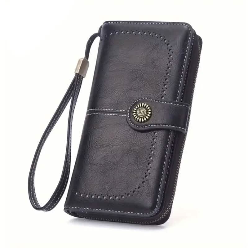Leather Large Capacity Wallet Purse with RFID Blocking - A-1 Thread Vault