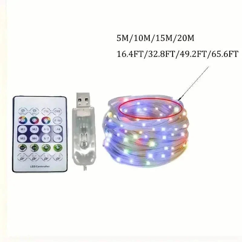 LED Rope Lights Outdoor, RGB Remote Control Fairy String Lights Plug In With 200 LEDs - A-1 Thread Vault