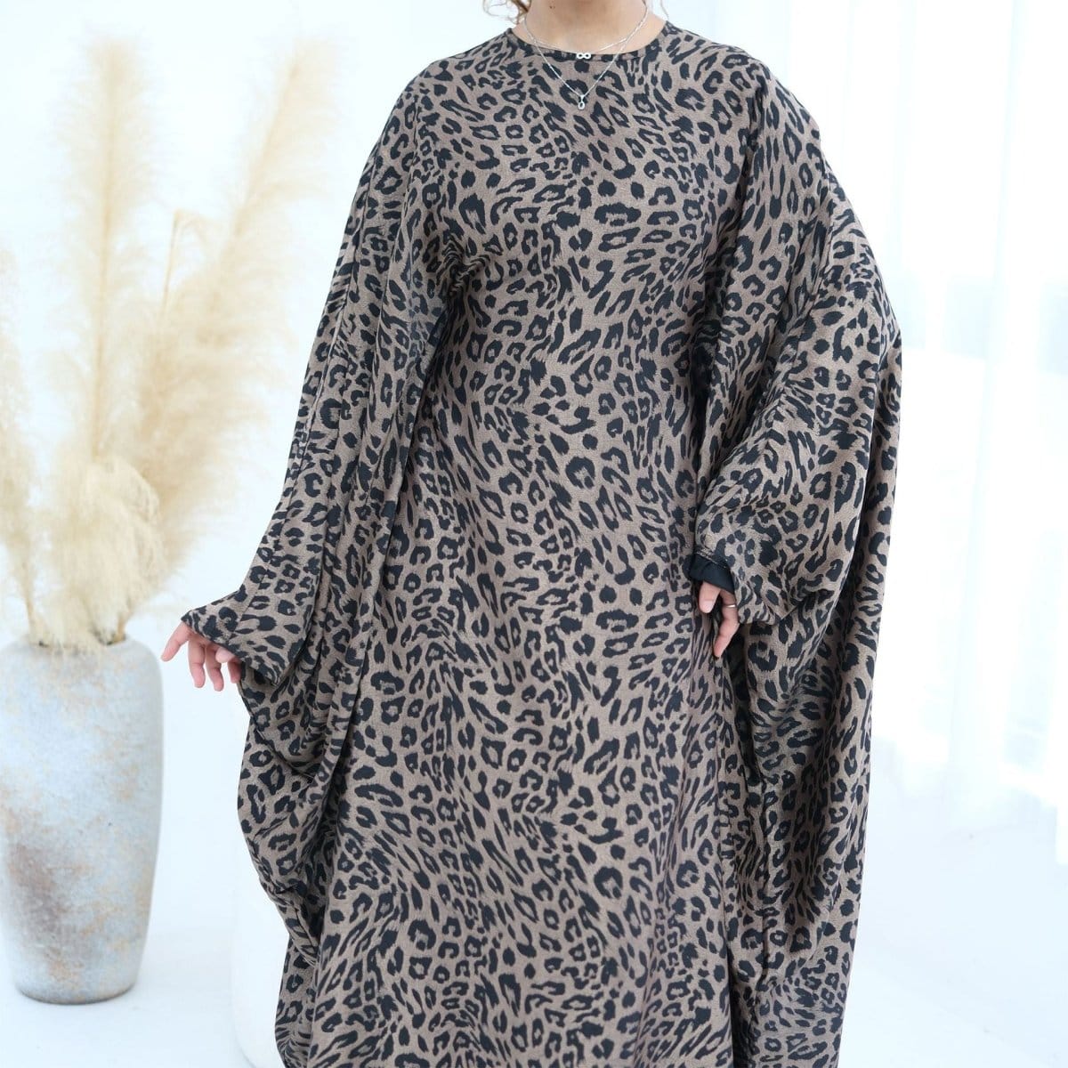 Leopard Print Batwing Maxi Dress(MA450) - A-1 Thread Vault