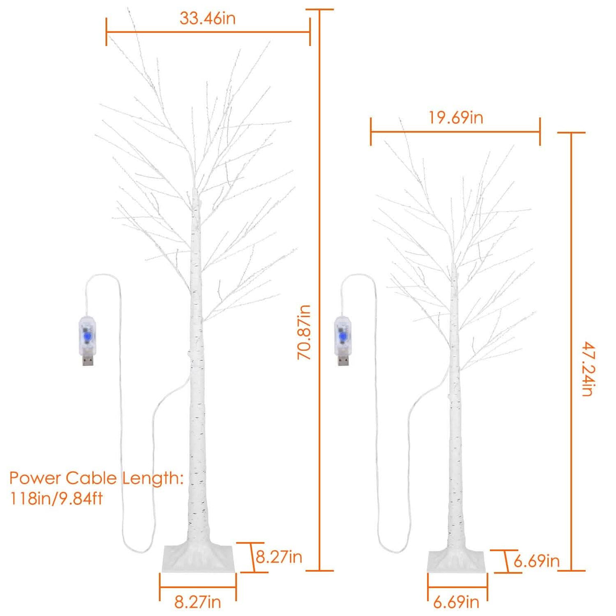 Lighted Birch Tree Artificial White Birch Tree Wig with 8 Warm White Lighting Modes - A-1 Thread Vault