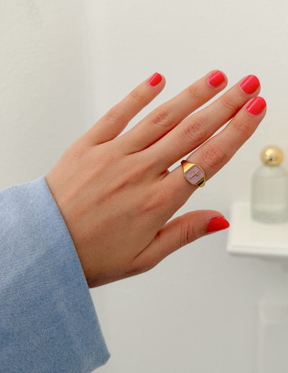 Lilac Enamel Cross Ring - A-1 Thread Vault