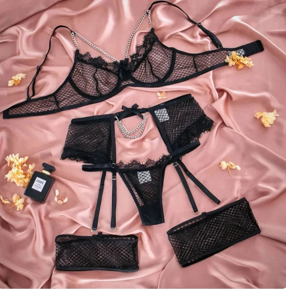 Lingerie Underwear Bras Sets Lace Garter Lingerie Women Intimates 2024 Underwire Bra And Panty Thongs Ladies Underwear Set - A-1 Thread Vault