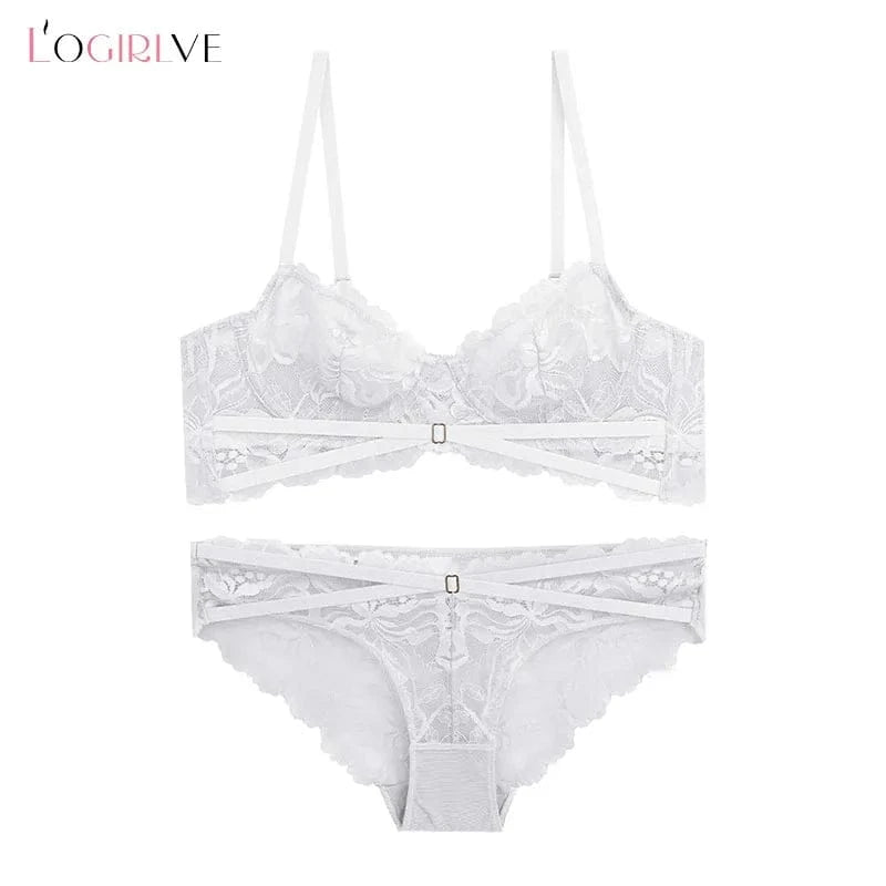 Logirlve Ultra-thin Bra Set Lingerie Push Up Brassiere Embroidery Lace Underwear Set Sexy Straps Panties For Women underwear - A-1 Thread Vault