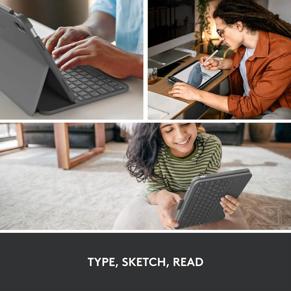 Logitech Slim Folio Bluetooth Keyboard Case for iPad (10th Generation) with Integrated Wireless Keyboard (Refurbished) - A-1 Thread Vault