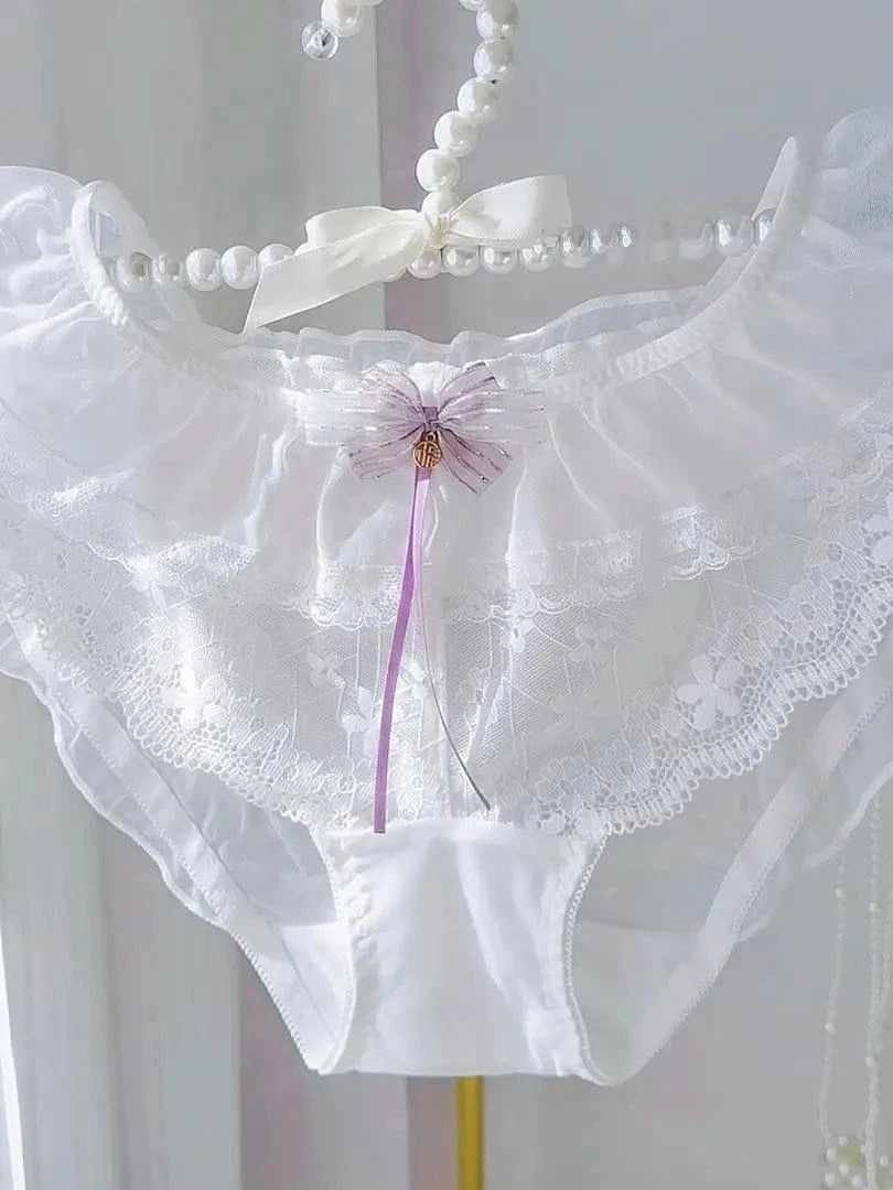 Lolita Ruffled Lace Mesh Panties Sexy And Airy With A Low Waist And Sweet Bow Japanese Lolita Panties Comfortable And Elegant - A-1 Thread Vault