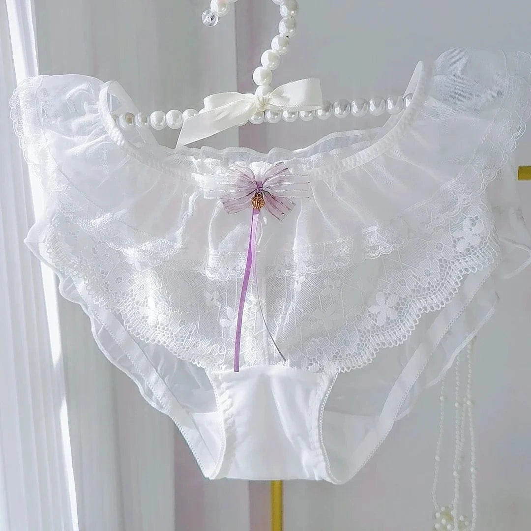 Lolita Ruffled Lace Mesh Panties Sexy And Airy With A Low Waist And Sweet Bow Japanese Lolita Panties Comfortable And Elegant - A-1 Thread Vault