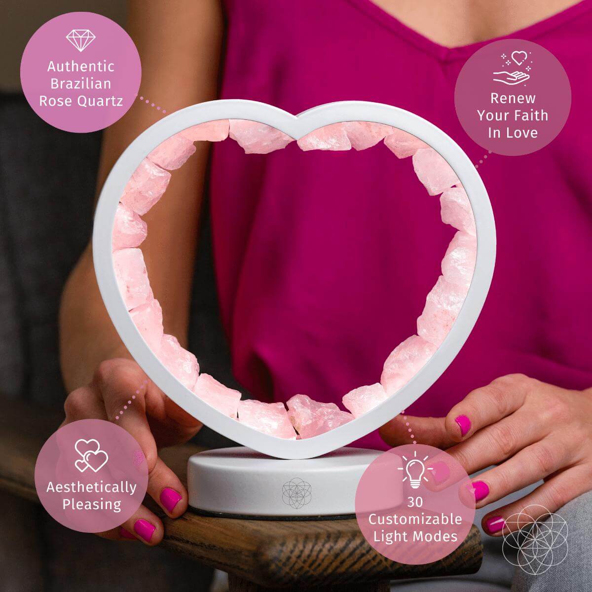 Love Magnet - Rose Quartz Heart Lamp - A-1 Thread Vault