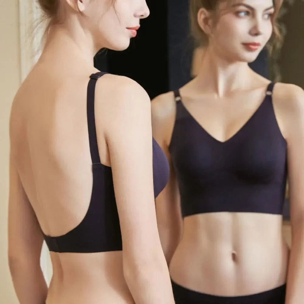 Low Back Bra Top Women Seamless Bralette Deep U Bras Backless Brassiere Large Size Underwear Wireless Sleepwear Lingerie M-6XL - A-1 Thread Vault