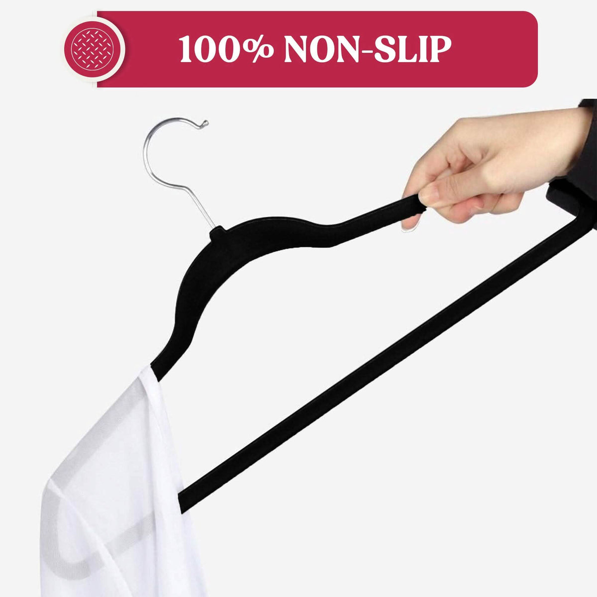 Lux Decor Collection Velvet Hangers Non-Slip Cloth Storage Organizer Space Saving Closet Clothing Hanger Pack - A-1 Thread Vault