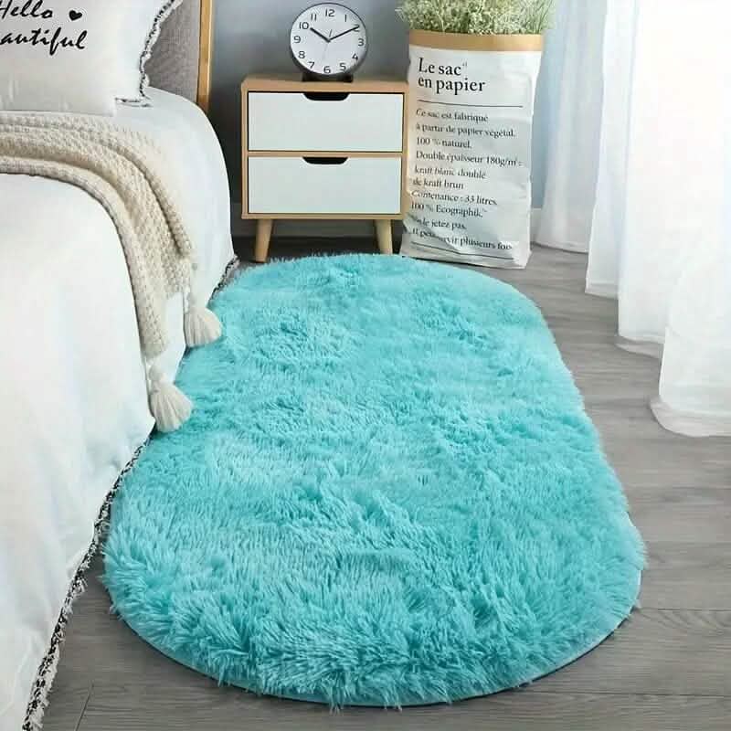 Luxurious Soft Faux Fur Oval Area Rug - A-1 Thread Vault