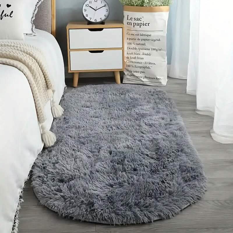 Luxurious Soft Faux Fur Oval Area Rug - A-1 Thread Vault