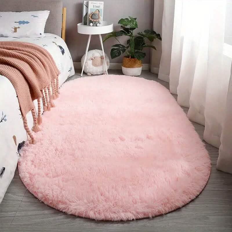 Luxurious Soft Faux Fur Oval Area Rug - A-1 Thread Vault
