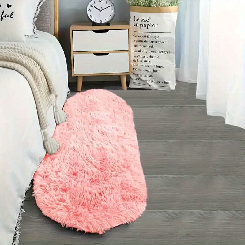 Luxurious Soft Faux Fur Oval Area Rug - A-1 Thread Vault