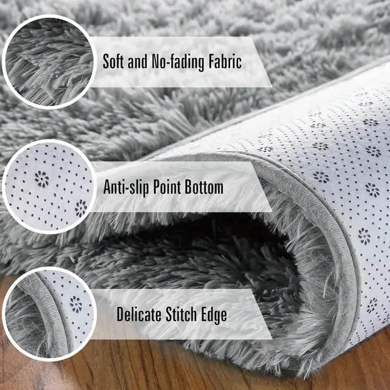 Luxurious Velvet Rectangular Shaggy Plush Carpet Rug - A-1 Thread Vault