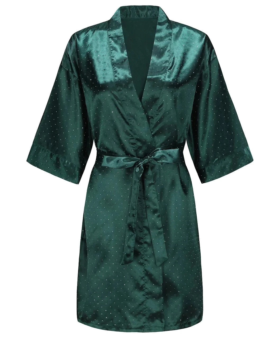 Luxury Bridal Short Robe Wedding Day Diamond Feather Dressing Gown Silk Satin Whi - A-1 Thread Vault