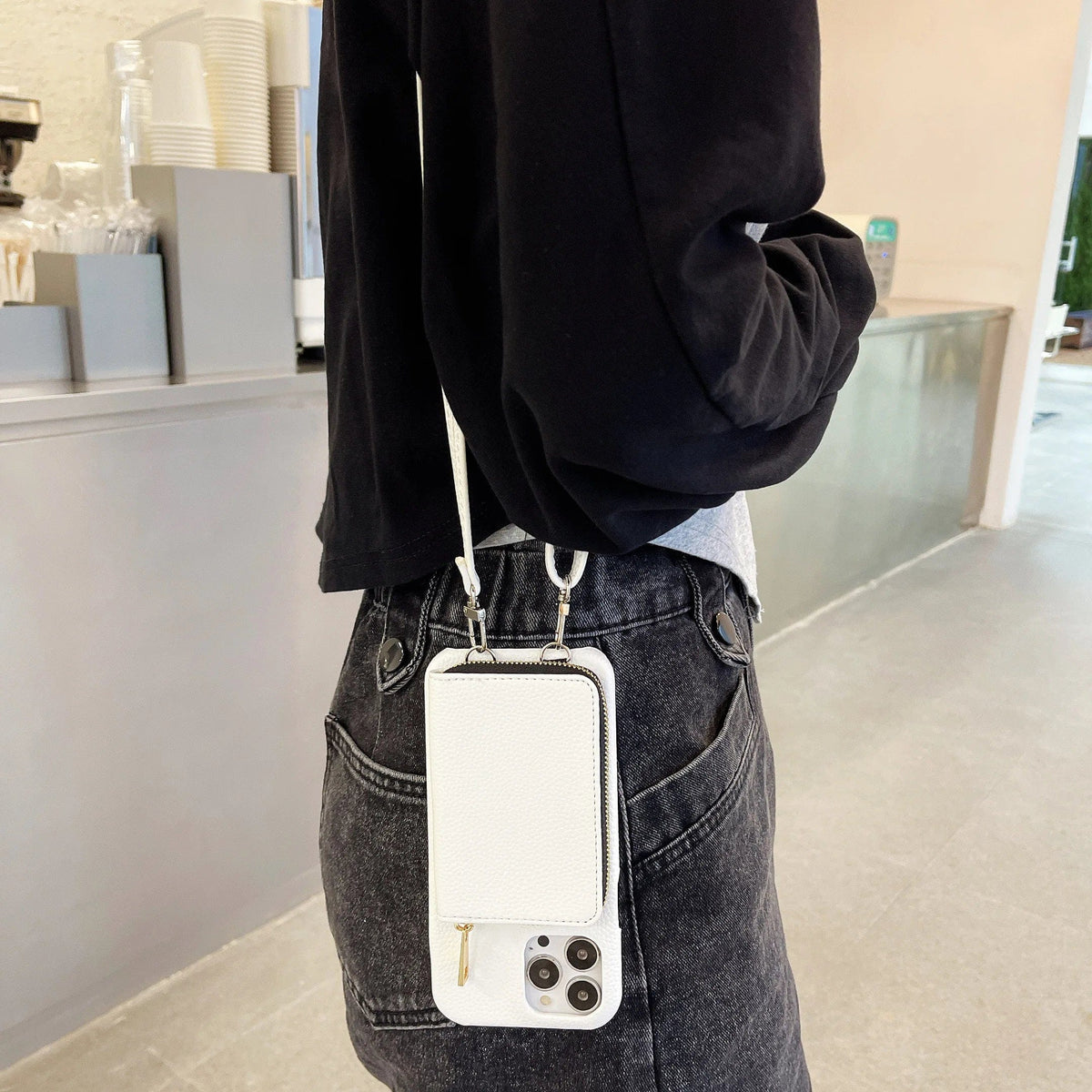 Luxury Crossbody Wallet Leather iPhone Case - A-1 Thread Vault
