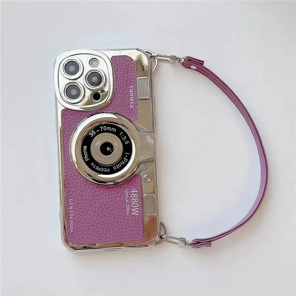 Luxury Retro Stereo Camera Lanyard iPhone Case - A-1 Thread Vault
