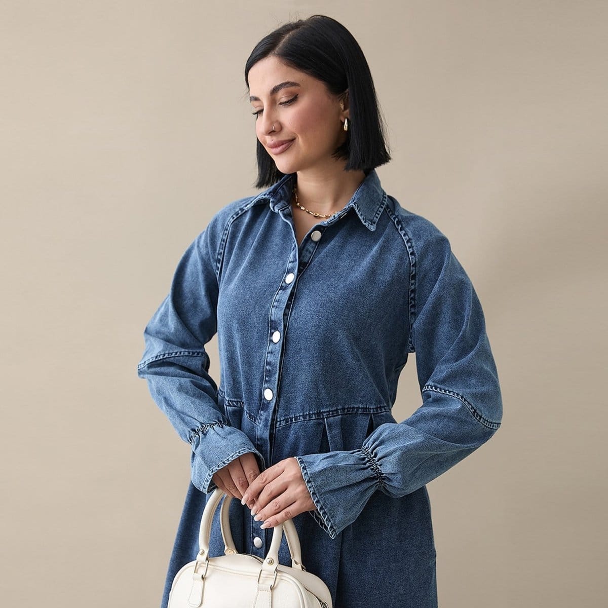 Lyocell Denim Maxi Dress(MS442) - A-1 Thread Vault